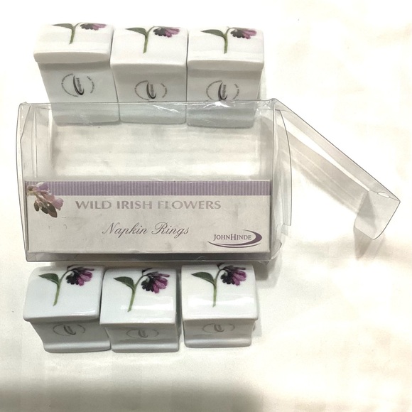 John Hinde 6 Porcelain Napkin Holders Wild Irish Purple Flowers - Picture 8 of 9